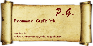 Prommer Györk névjegykártya